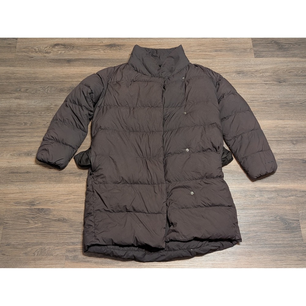 Patagonia Womens Brown Quilted Down Puffer Parka Jacket Snap Front Large